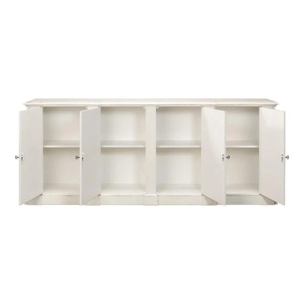 Crested Wall Cabinet Antiqued White Sideboard Sideboards LOOMLAN By Sarreid