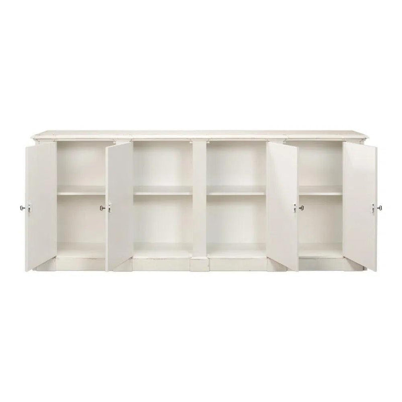 Crested Wall Cabinet Antiqued White Sideboard Sideboards LOOMLAN By Sarreid