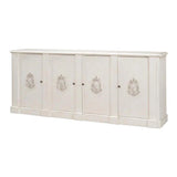 Crested Wall Cabinet Antiqued White Sideboard Sideboards LOOMLAN By Sarreid