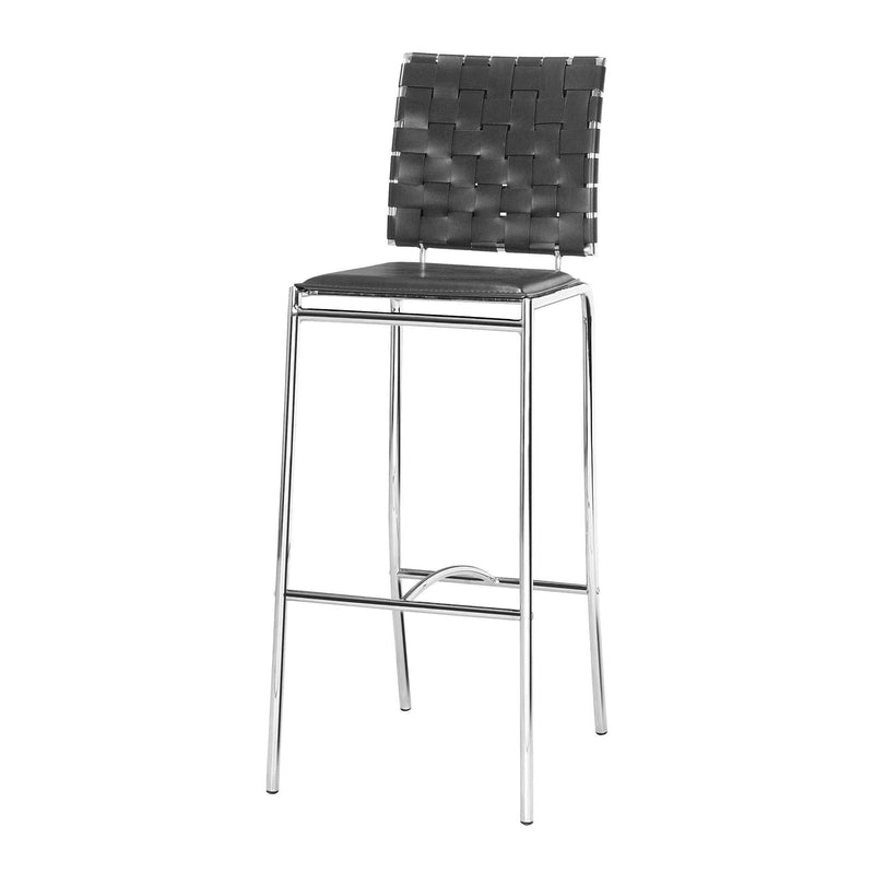 Criss Cross Bar Chair (Set of 2) Black Bar Stools LOOMLAN By Zuo Modern