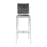 Criss Cross Bar Chair (Set of 2) Black Bar Stools LOOMLAN By Zuo Modern