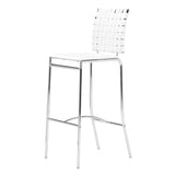 Criss Cross Bar Chair (Set of 2) White Bar Stools LOOMLAN By Zuo Modern