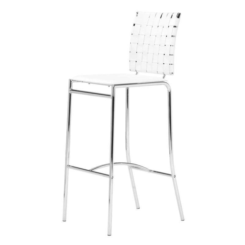 Criss Cross Bar Chair (Set of 2) White Bar Stools LOOMLAN By Zuo Modern