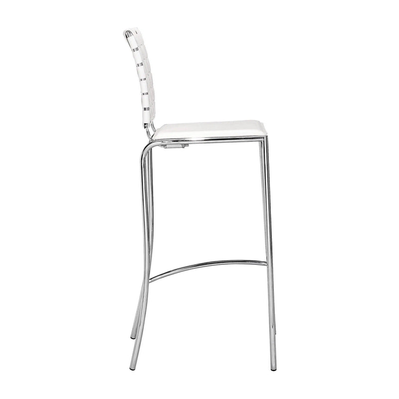 Criss Cross Bar Chair (Set of 2) White Bar Stools LOOMLAN By Zuo Modern