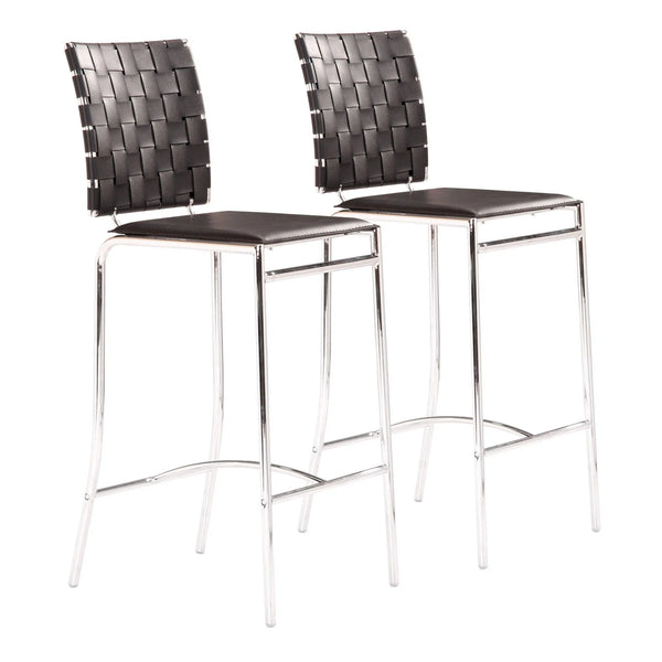 Criss Cross Counter Chair (Set of 2) Black Counter Stools LOOMLAN By Zuo Modern