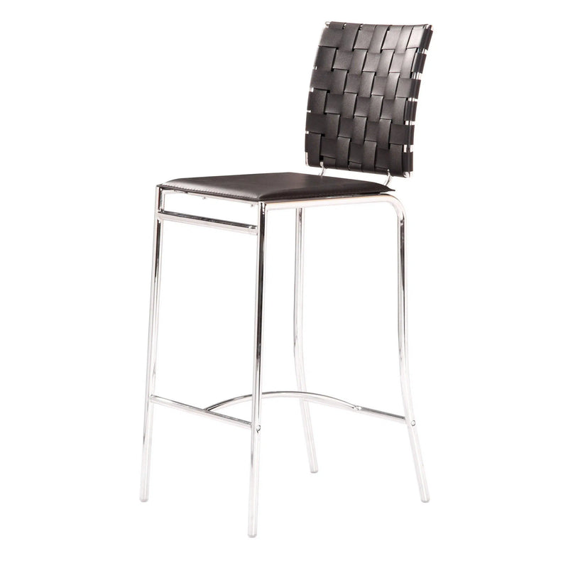 Criss Cross Counter Chair (Set of 2) Black Counter Stools LOOMLAN By Zuo Modern