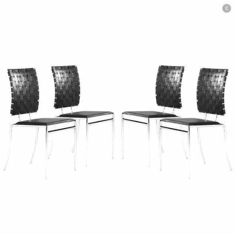 Criss Cross Leather Upholstered Armless Dining Chair (Set Of 4)