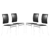 Criss Cross Leather Upholstered Armless Dining Chair (Set Of 4)