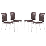 Criss Cross Leather Upholstered Armless Dining Chair (Set Of 4)