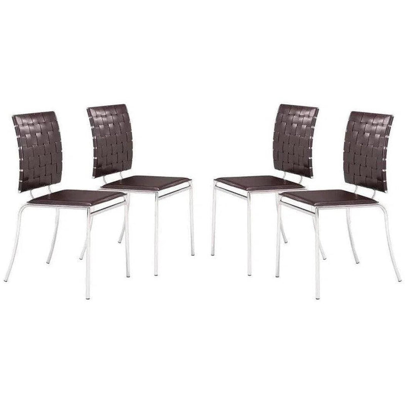 Criss Cross Leather Upholstered Armless Dining Chair (Set Of 4)