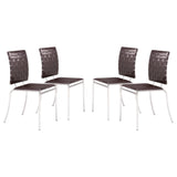 Criss Cross Leather Upholstered Armless Dining Chair (Set Of 4)