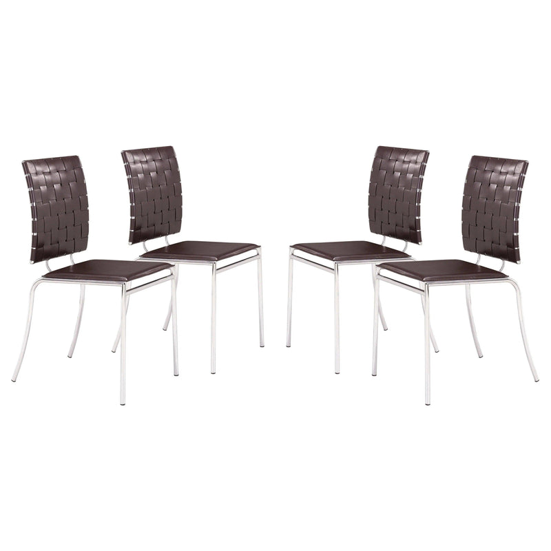 Criss Cross Leather Upholstered Armless Dining Chair (Set Of 4)