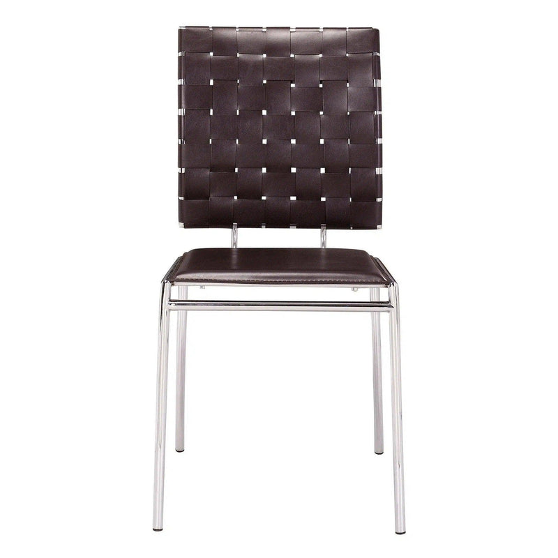 Criss Cross Leather Upholstered Armless Dining Chair (Set Of 4)