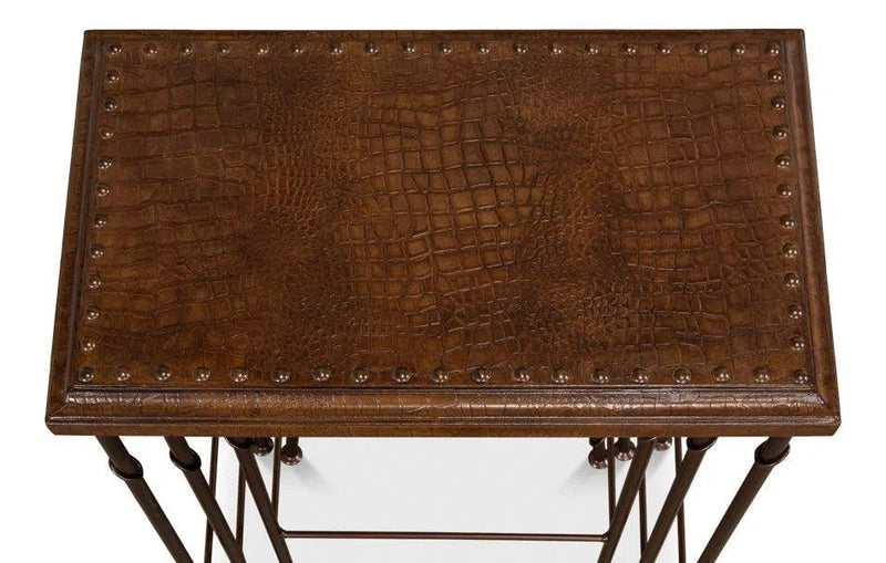 Croc Leather Nesting Tables Set 3 Side Tables LOOMLAN By Sarreid