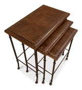 Croc Leather Nesting Tables Set 3 Side Tables LOOMLAN By Sarreid