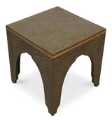 Croco Embossed Leather Brown Stool Poufs and Stools LOOMLAN By Sarreid