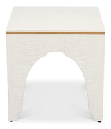 Croco Embossed Leather White Foot Stool Poufs and Stools LOOMLAN By Sarreid