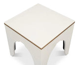 Croco Embossed Leather White Foot Stool Poufs and Stools LOOMLAN By Sarreid