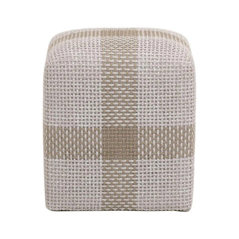 Cross Accent Cube Taupe Stripe Ottomans LOOMLAN By Essentials For Living