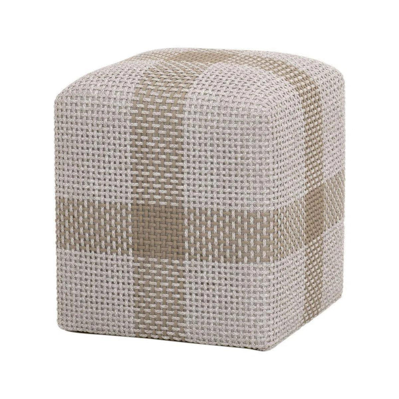 Cross Accent Cube Taupe Stripe Ottomans LOOMLAN By Essentials For Living