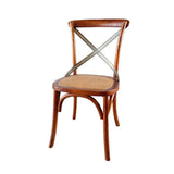 Cross Back Chair With Rattan Seat (Set Of 2)