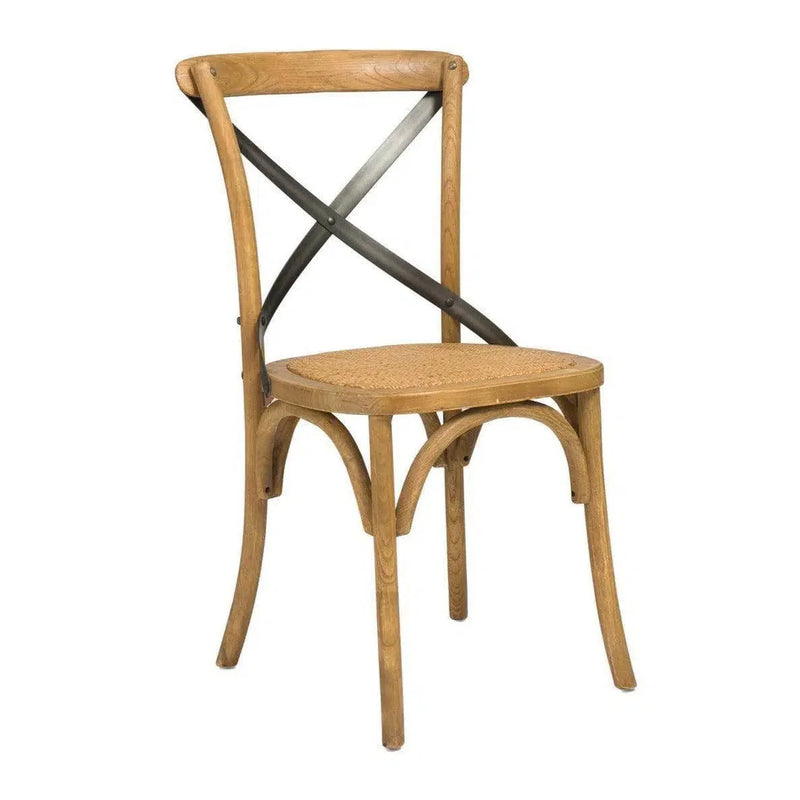 Cross Back Chair With Rattan Seat (Set Of 2)