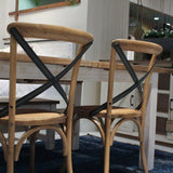 Cross Back Chair With Rattan Seat (Set Of 2)