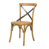 Cross Back Chair w & Rattan Seat Rustic 2PC Set Dining Chairs LOOMLAN By LH Imports