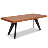 Cross Natural Solid Chamcha Wooden Rectangular Dining Table Dining Tables LOOMLAN By Urbia