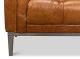 Cuba Brown Leather Chesterfield Bench Seat Couch Sofas & Loveseats LOOMLAN By Sarreid