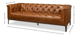 Cuba Brown Leather Chesterfield Bench Seat Couch Sofas & Loveseats LOOMLAN By Sarreid