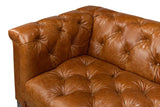 Cuba Brown Leather Chesterfield Bench Seat Couch Sofas & Loveseats LOOMLAN By Sarreid