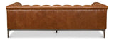 Cuba Brown Leather Chesterfield Bench Seat Couch Sofas & Loveseats LOOMLAN By Sarreid