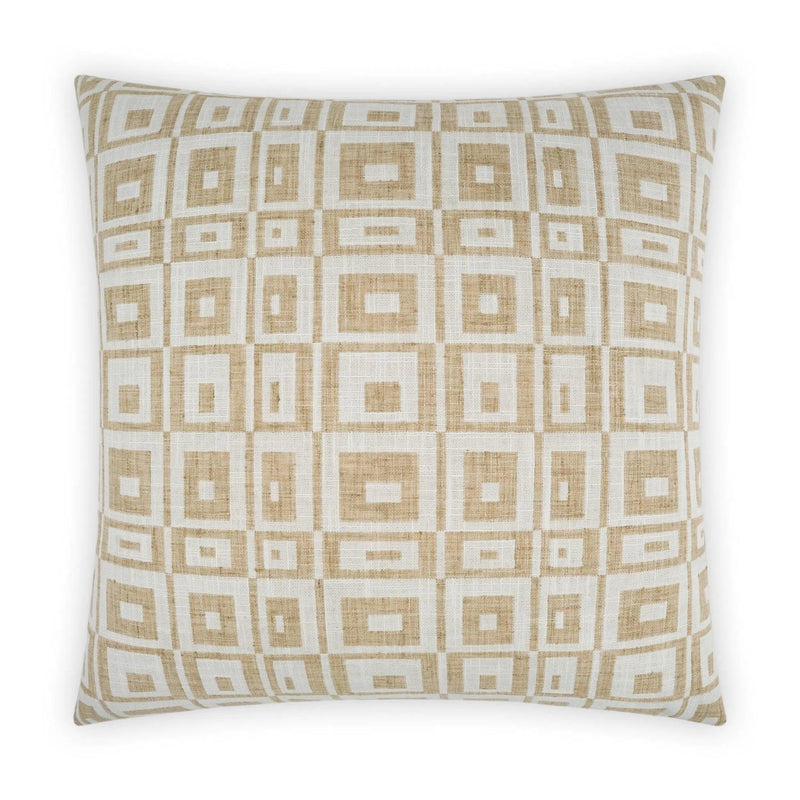 Cubic White Brown Throw Pillow With Insert Throw Pillows LOOMLAN By D.V. Kap