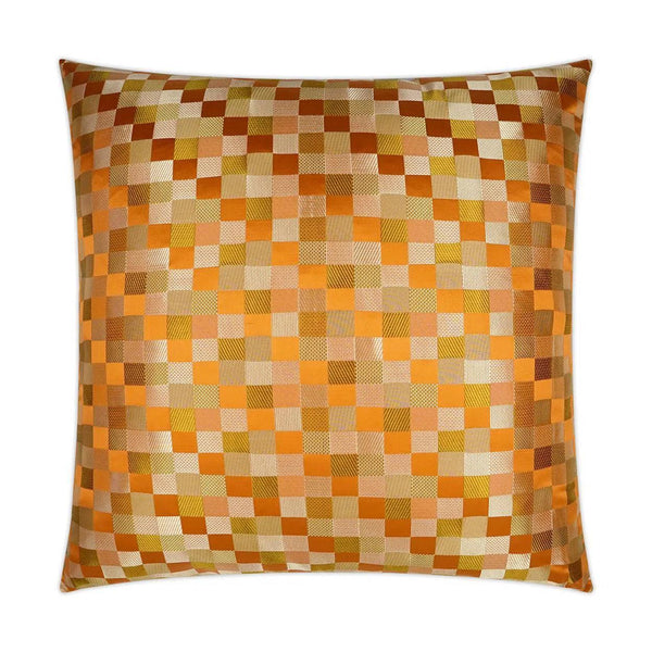 Cubit Orange Plaid Check Orange Large Throw Pillow With Insert Throw Pillows LOOMLAN By D.V. Kap