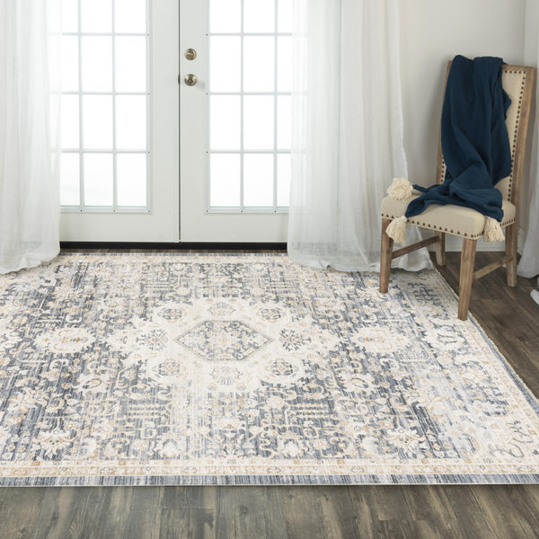 Curl Medallion Blue Area Rugs For Living Room Area Rugs LOOMLAN By LOOMLAN