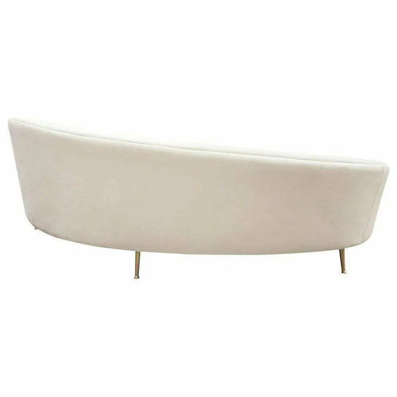 Curved Sofa with Contoured Back in Light Cream Velvet Sofas & Loveseats LOOMLAN By Diamond Sofa