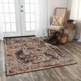 Cute Distressed Floral Brown/ Beige Large Area Rugs For Living Room Area Rugs LOOMLAN By LOOMLAN