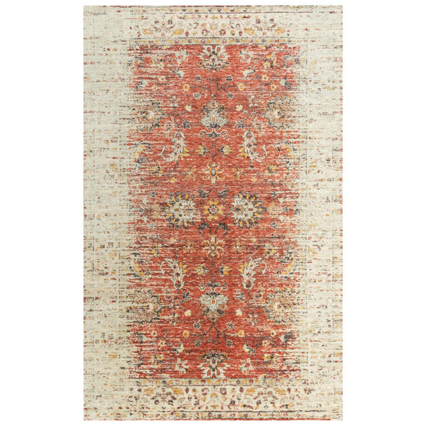 Cybo Distressed Floral Red/ Beige Large Area Rugs For Living Room Area Rugs LOOMLAN By LOOMLAN