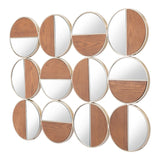 Cycle Round Mirror Gold & Walnut Wall Mirrors LOOMLAN By Zuo Modern