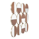 Cycle Round Mirror Gold & Walnut Wall Mirrors LOOMLAN By Zuo Modern