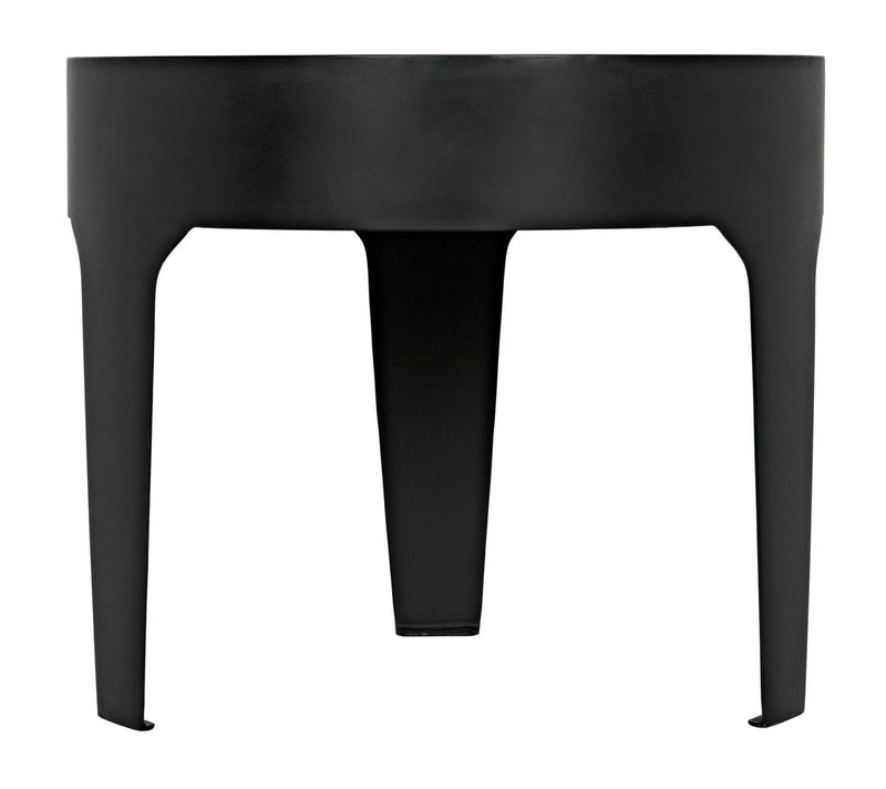 Cylinder Steel and Marble Large Round Side Table Side Tables LOOMLAN By Noir