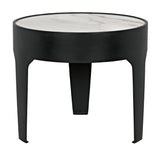 Cylinder Steel and Marble Large Round Side Table Side Tables LOOMLAN By Noir