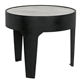 Cylinder Steel and Marble Large Round Side Table Side Tables LOOMLAN By Noir