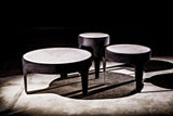 Cylinder Steel and Marble Round Coffee Table Coffee Tables LOOMLAN By Noir