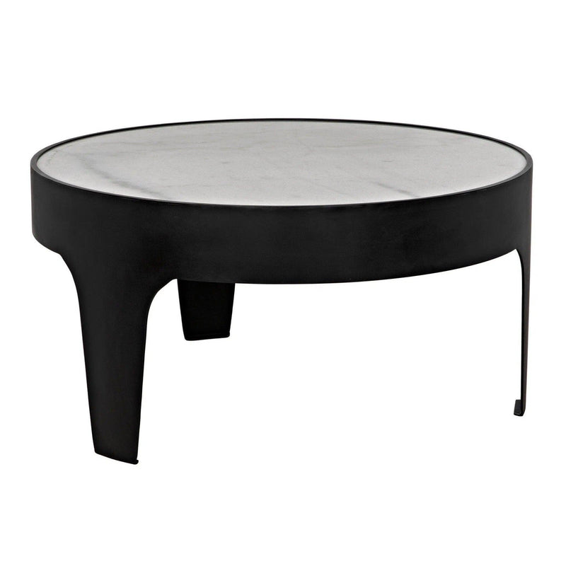 Cylinder Steel and Marble Round Coffee Table Coffee Tables LOOMLAN By Noir