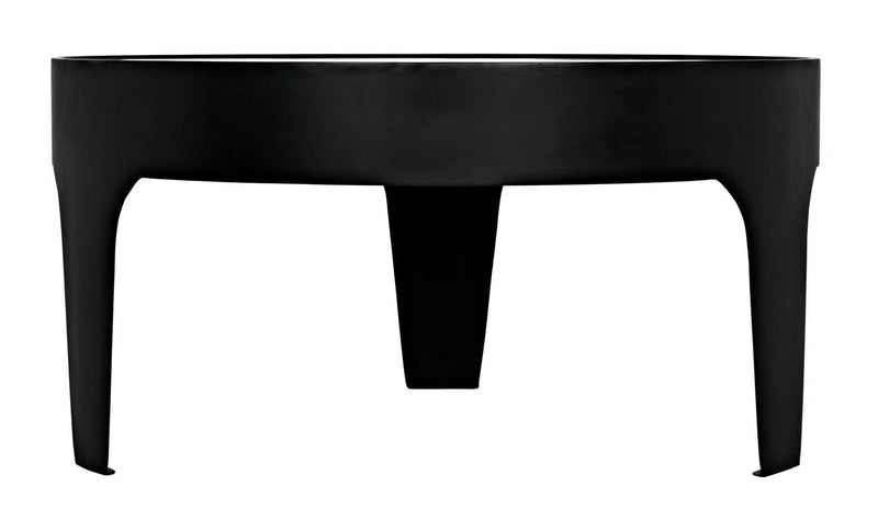 Cylinder Steel and Marble Round Coffee Table Coffee Tables LOOMLAN By Noir