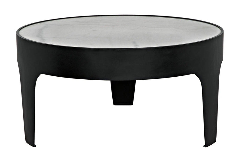 Cylinder Steel and Marble Round Coffee Table Coffee Tables LOOMLAN By Noir