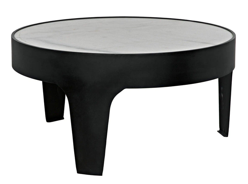 Cylinder Steel and Marble Round Coffee Table Coffee Tables LOOMLAN By Noir