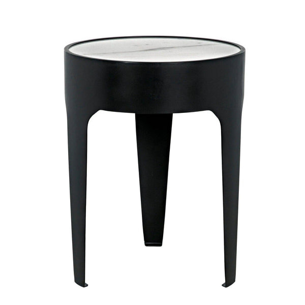 Cylinder Steel and Marble Small Round Side Table Side Tables LOOMLAN By Noir